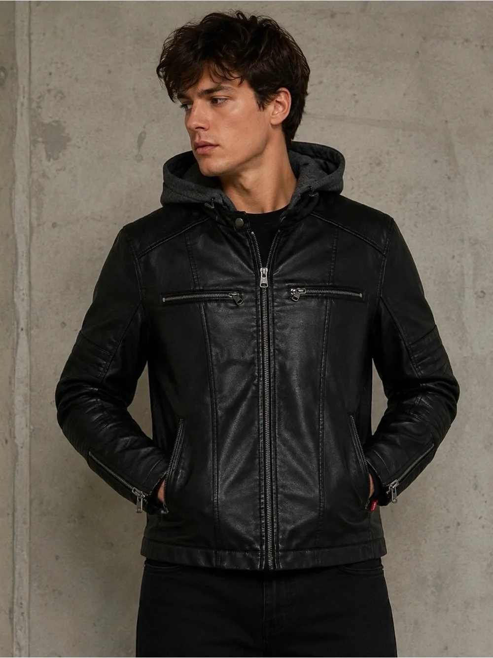 🇺🇸FIRM PRICE🇺🇸 Levi's faux leather hooded moto racer jacket